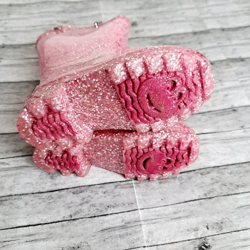 Western Chief  Girl's Kid's Glitter Lighted Pink Glitter Rain Boots Size 5